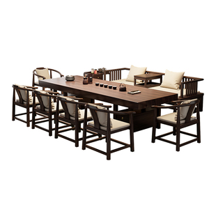 乌金木大板茶桌椅组合实木罗汉床客厅家用茶几办公室喝茶桌泡茶台