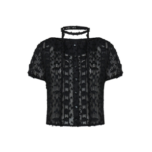 Letter from moon挂脖围巾衬衫设计师款2024夏新款时尚薄款上衣女