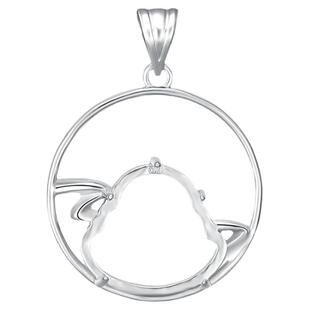 s925纯银豪华款佛公吊坠空托未镶嵌翡翠玉髓笑佛简约吊坠托加工