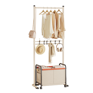 双层挂衣架落地卧室内家用小型晾衣架宿舍床头临时衣服收纳衣帽架