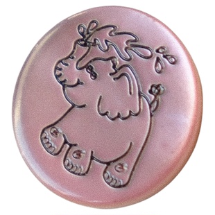 15mm一颗价德国JIM紫粉底色黑色线条小象图案珍珠母贝纽扣