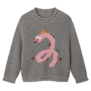 UOOYAA/乌丫2025春季新款贺岁潦草招财蛇套头毛衫