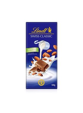 Lindt/瑞士莲官方进口经典排装牛奶巧克力100g零食休闲