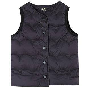 笛莎旗舰店女童羽绒马甲秋冬装新款中大童女宝宝儿童短款背心迪莎