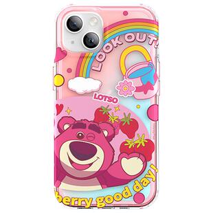 正版迪士尼彩虹草莓熊云朵disney适用于iPhone15抱抱龙手机壳15pro卡通可爱苹果15Pro max炫彩雷射渐变保护套