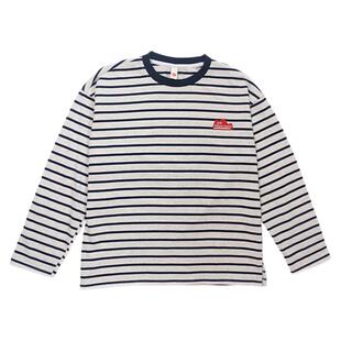 儿童灰白条纹长袖T恤2025新款男童秋装圆领打底衫百搭上衣潮童装