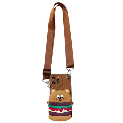 卡通汉堡零钱包包斜跨手机壳