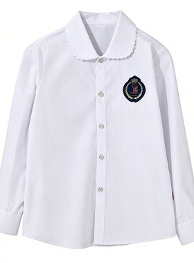 菲菲牛学院风白色长袖校服衬衫
