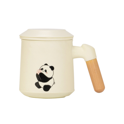 熊猫茶杯茶水分离陶瓷泡茶杯可爱