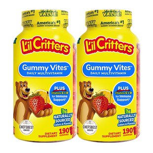 【自营】lilcritters丽贵小熊VC儿童维生素190粒*2复合多维叶黄素