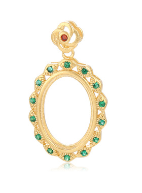 diy气质绿钻配饰古法金吊坠空托