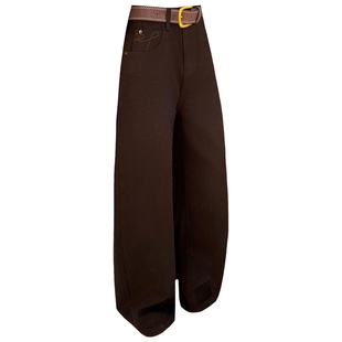 2025冬新款Jeans阿凡牛A5424加厚复合绒宽松显瘦女牛仔阔腿弯刀裤