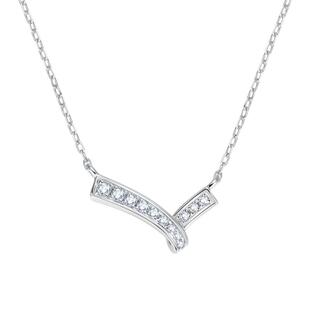 【商场同款】莱绅通灵珠宝 Light系列18K金满钻钻石项链