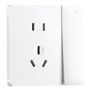 德力西86型五孔插座带开关面板一位单双控二三插免拔暗装厨房电源