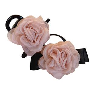 超仙蝴蝶结玫瑰花朵发圈女2026新款高级感韩系头绳发饰半扎发抓夹