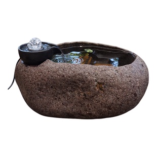 天然石头流水摆件客厅玄关造景桌面小型水晶球的摆件禅意家居装饰