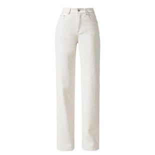 逸阳高腰白色直筒牛仔裤女2026年春季新款宽松显瘦大码窄版阔腿裤