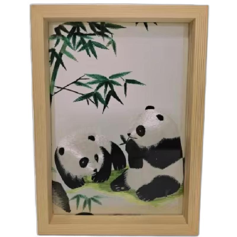 蜀绣手工刺绣熊猫摆件苏绣伴手礼中国风双面绣非遗工艺品外事交流