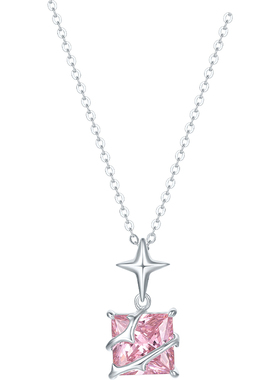 周六福饰品项链女时尚方形链坠