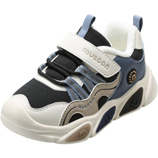 牧童儿童运动鞋2025冬季新款男童轻便减震闪灯鞋加绒保暖女童棉鞋