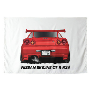 日产尼桑Skyline GT-R R34日系JDM性能汽车周边背景墙布海报挂布