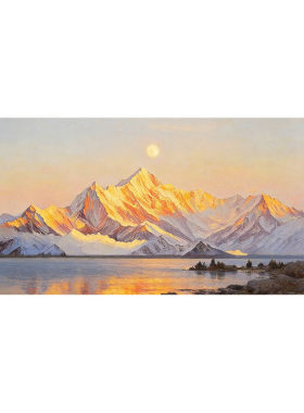 大芬村手绘日照金山客厅油画