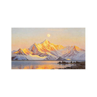 大芬村现代纯手绘油画日照金山客厅装饰画立体横幅风景过道挂画