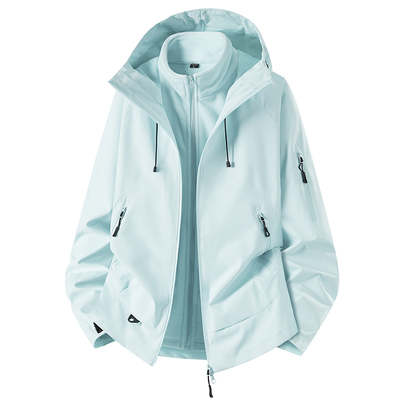 稻草人月光蓝冲锋衣女2025新款秋冬三合一户外防风防水登山服外套