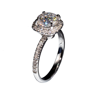 海瑞18K白金钻戒莫桑钻求婚小尺寸戒指女满钻款培育钻戒温斯顿