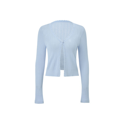 MAXRIENY雾蓝色针织衫短款上衣