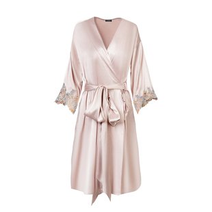 2026秋冬LP25周年蕾丝刺绣彩色花边真丝混纺短款睡袍外袍家居服