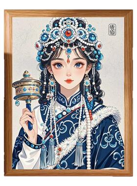 非遗中式藏族布依族树脂长方形蜡染风格相框摆件传统文化颜值客厅