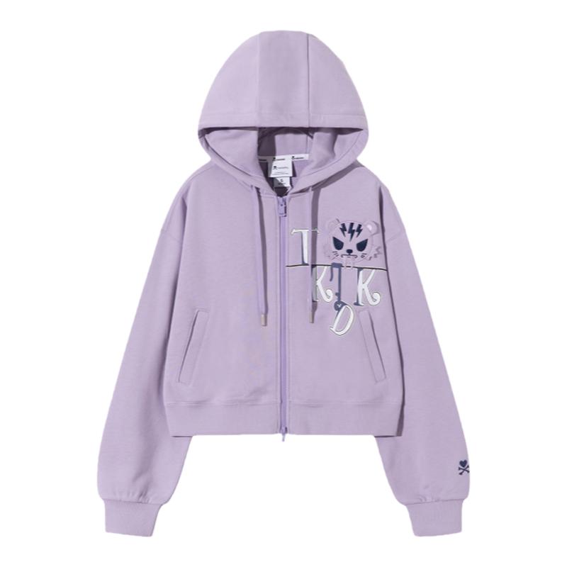 tokidoki短款卫衣外套女2024春秋新款美式复古落肩连帽拉链开衫