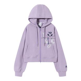 tokidoki短款卫衣外套女2024春秋新款美式复古落肩连帽拉链开衫