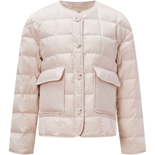 宝姿PORTSPURE女装方格圆领落肩羽绒服RT9U211GWP23