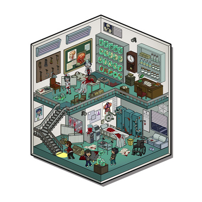 医院探险造景贴纸微缩场景