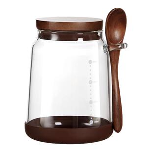 胡桃木咖啡豆密封罐保存储物罐养豆储豆分装瓶复古玻璃花茶食品级