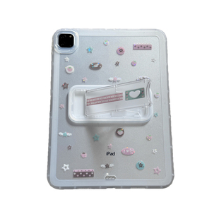 ins韩风镭射草莓音符透明支架可调节适用苹果三星华为2025ipadpro保护套平板Air34678壳第十代小米Matepad女S