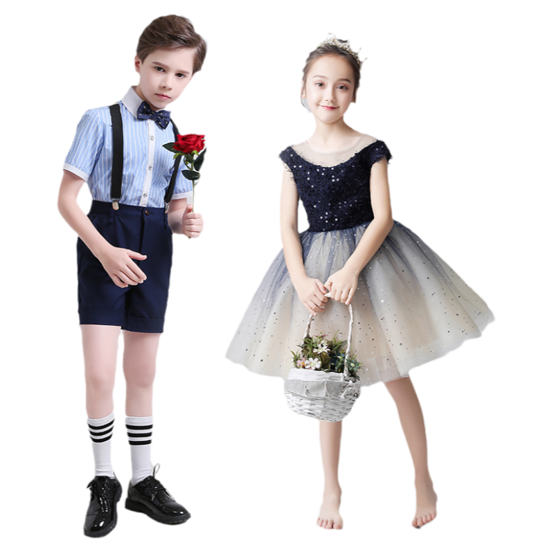 儿童合唱演出服男童表演服小学生朗诵礼服女童蓬蓬裙幼儿园毕业服