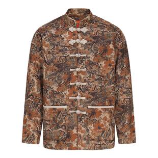 碧海潮生【万花】秋冬新款中国风国潮新中式麂皮绒印花唐装外套