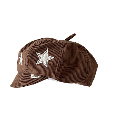 儿童贝雷帽秋冬灯芯绒短檐八角帽