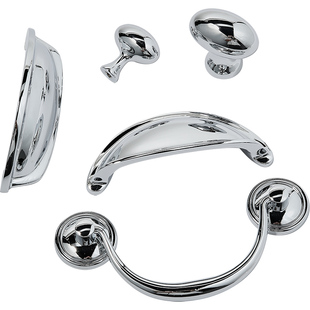 法式镀铬银色贝壳拉手把手柜门抽屉现代简约厨房橱柜黄铜牛角明装