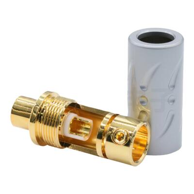 Viborg维堡纯紫铜RCA莲花插头母头AV音视频线插头镀金镀铑3层工艺