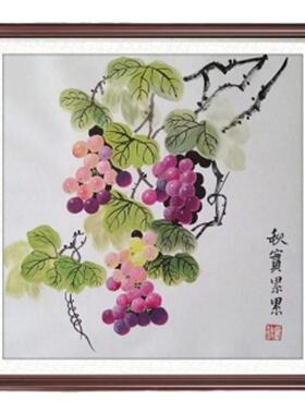 纯手绘国画葡萄装饰画
