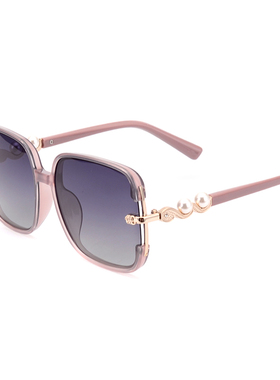 精致珍珠女士方形大框偏光太阳镜