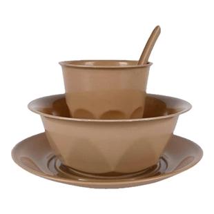 稻壳一次性餐具碗筷套装加厚环保塑料四件套碟杯勺食品级饭店酒席