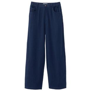 【新品】素然WHM 25秋季女士通勤时尚设计感靛蓝染针织布松直腿裤