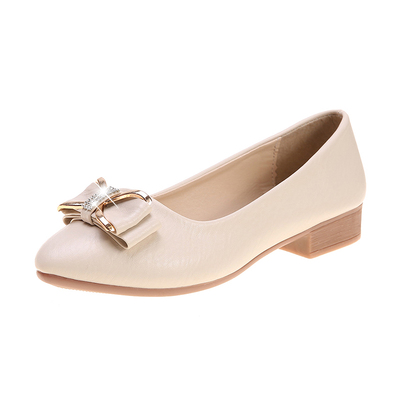 夏季新款低跟软底浅口豆豆工作鞋