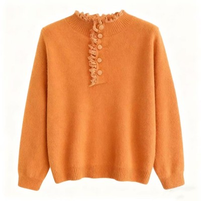 蕾丝花边拼接针织打底衫女秋冬