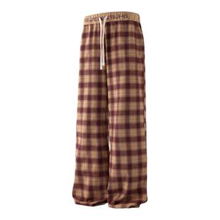 BJHG不计后果圣诞格子裤休闲裤子女款春季新款美式宽松情侣休闲裤